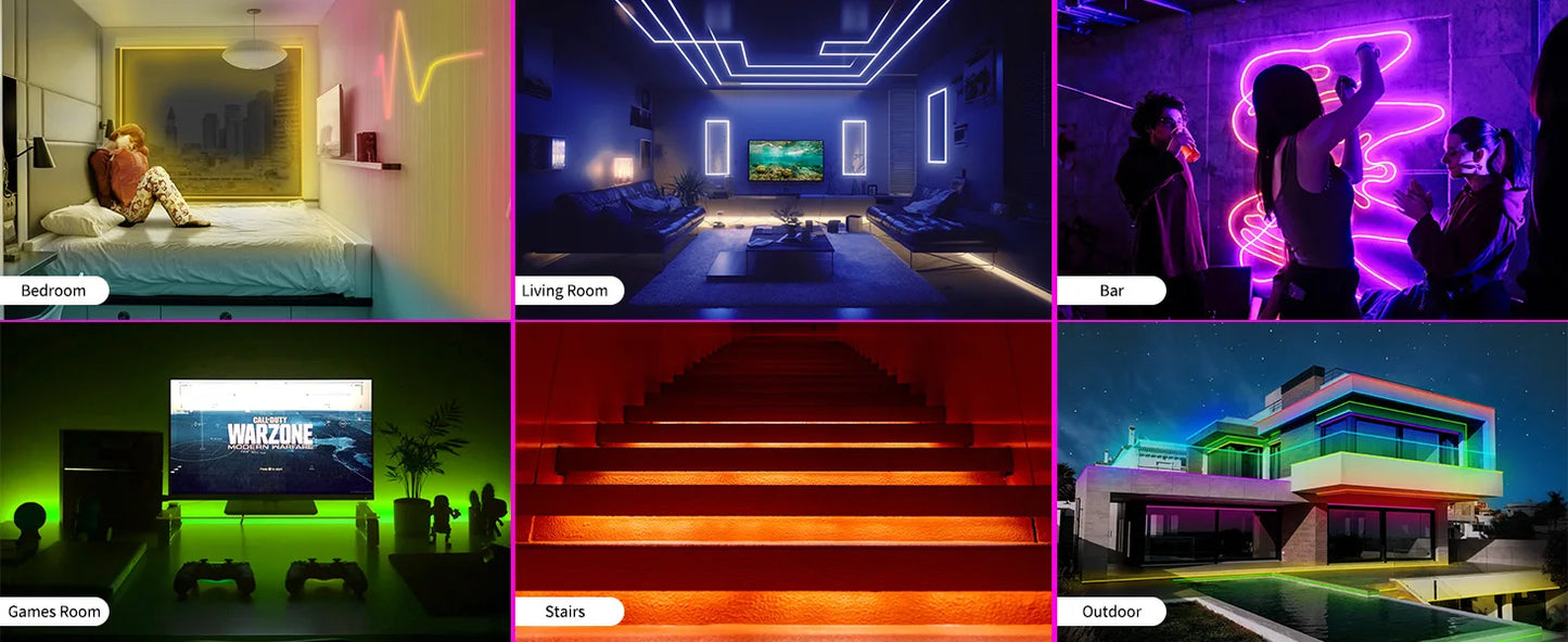 Smart App LED Strip Lights SMD 5050 RGB APP Remote Control Flexible Ribbon Diode Lamp Tape TV Backlights Game Room Home Decor