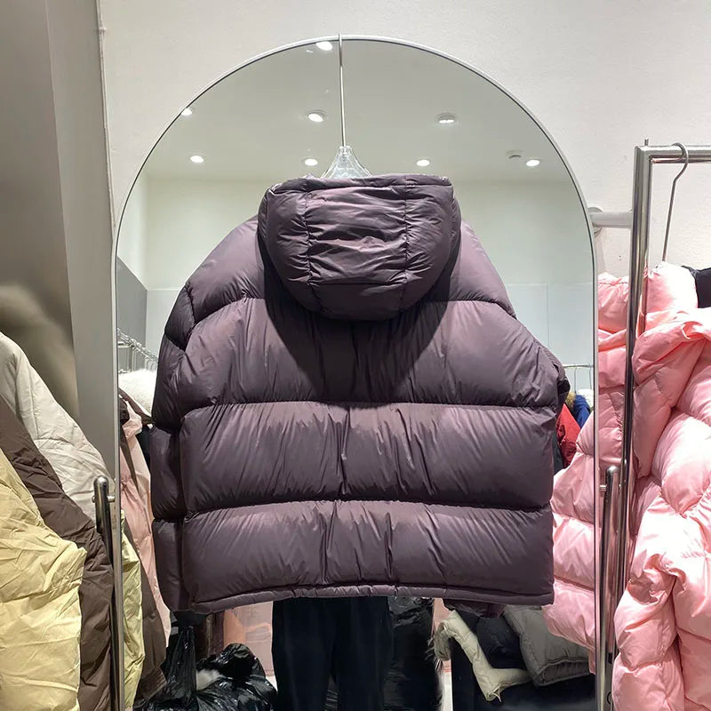 Hooded Down Jacket 2025 New Winter Thickened Down Jackets Women Temperament Women Down Jackets White Duck Down Women's Coat H573