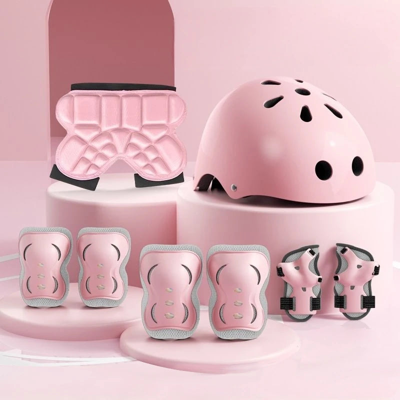 2-14 years Old Bike Helmet Set Skateboard Knee Pads Protective Gear Set Kids Wrist Guards Sport Cycling Roller Skating Scoote