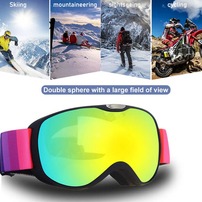 Kids Ski Goggles for Age 4-14 Anti-fog Double Layer UV400 Snow Eyewear Outdoor Sports Winter Snowboard Children Skiing Glasses