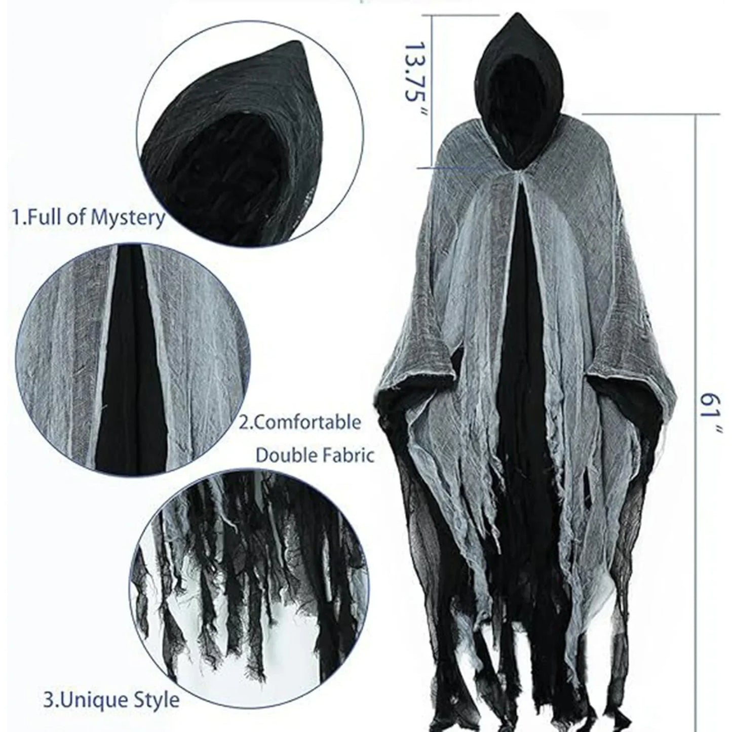 Witch Costumes Halloween Adult Cloak Vampire Hooded Cosplay Costume Cloak Scary Grim Reaper Dress Up Prank Horror Costume Props