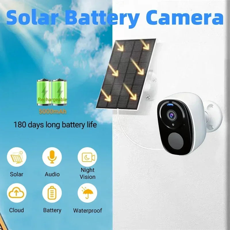 5MP 4G Solar Security Camera 2.4G WiFi Wireless Outdoor Color Night Vision Battery Powered Support PIR Waterproof Two-Way Audio