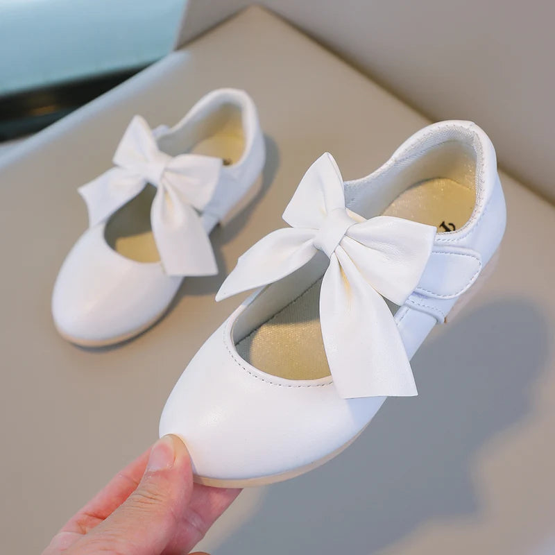 Girls Princess Shoes Shallow Bowknot Metallic Color Fashion Sweet Girl's Mary Janes Shoes Light Non-slip 26-36 Kids Ballet Flats