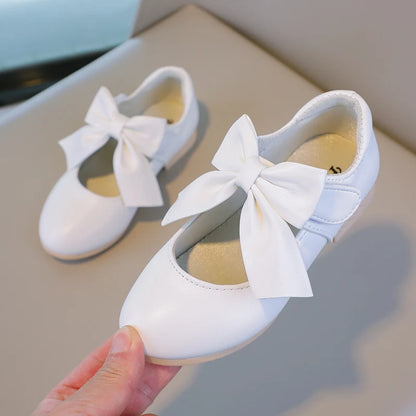 Girls Princess Shoes Shallow Bowknot Metallic Color Fashion Sweet Girl's Mary Janes Shoes Light Non-slip 26-36 Kids Ballet Flats