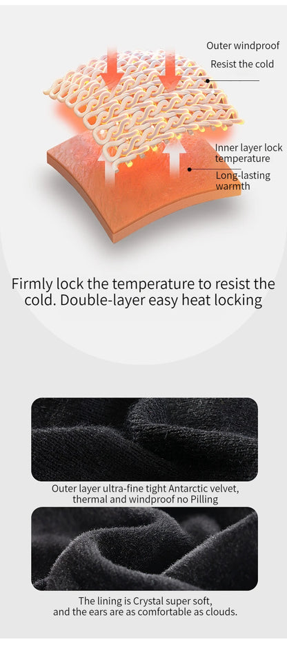 GTUBIKE Winter Unisex Thicken Warm Fur Earmuffs for Men Women Velvet Plush Ear Muffs Protector Outdoor Cycling Skiing, Black