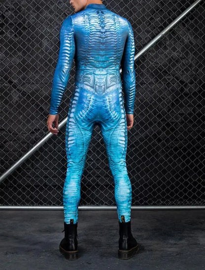 Mechanical Skeleton Bone Cosplay Bodysuit Halloween Scary Skull Graphic Long Sleeve Jumspuit Gothic Party Costume Tights Zentai
