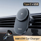 Baseus Qi2 15W Car Magnetic Wireless Charger For iPhone 16 15 14 Fast Charging For Samsung Xiaomi Car Phone Holder Cooling Fan