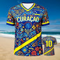 2026 Curacao Tribal Print Football Shirt Jersey Men Breathable Sport T-shirt National Team Inspired Casual Soccer Tops for Fans