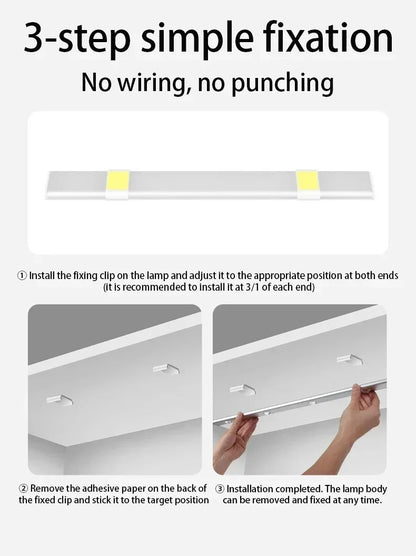 Motion Sensor LED Bar Light Rechargeable Cabinet Light 3 Colors Dimming  Kitchen Light for Closet Wardrobe Stairs 20/30/40/50cm