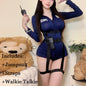 Sexy Policewoman Cop Uniform Bodysuit Blue Suit Police Officer Costume Woman Carnival Party Clubwear Halloween Cosplay Costumes