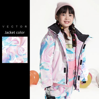 Waterproof Ski Jackets for Children Skiing Snowboarding Jacket Ski Pants Boys Winter Outdoor Ski Jacket Snow Pants -20-30 deg
