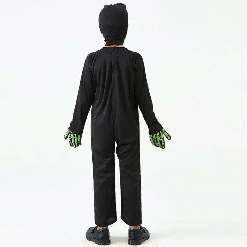 N5KB Halloween Costumes for Kids Scary Skeleton Costumes for Kids Fancy Dress up Cosplay Party Bodysuit Role Play Jumpsuit