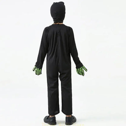 N5KB Halloween Costumes for Kids Scary Skeleton Costumes for Kids Fancy Dress up Cosplay Party Bodysuit Role Play Jumpsuit