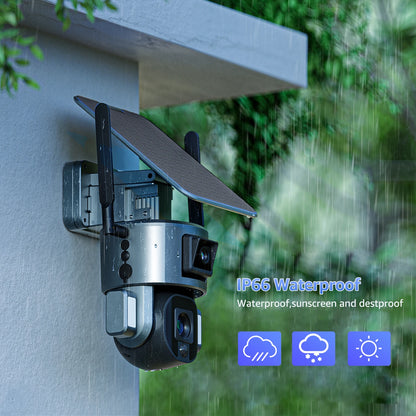 4K 8MP Dual Lens Solar Camera 10X/4X Zoom 4G SIM/WIFI Security Outdoor Camera Humanoid Tracking Color Night Vision Camera Solar
