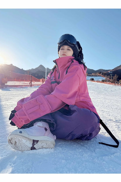 Men and Women's Oversized Ski Pants Waterproof Breathable Thermal Fleece Lining Snowboard Winter Overalls  Pants