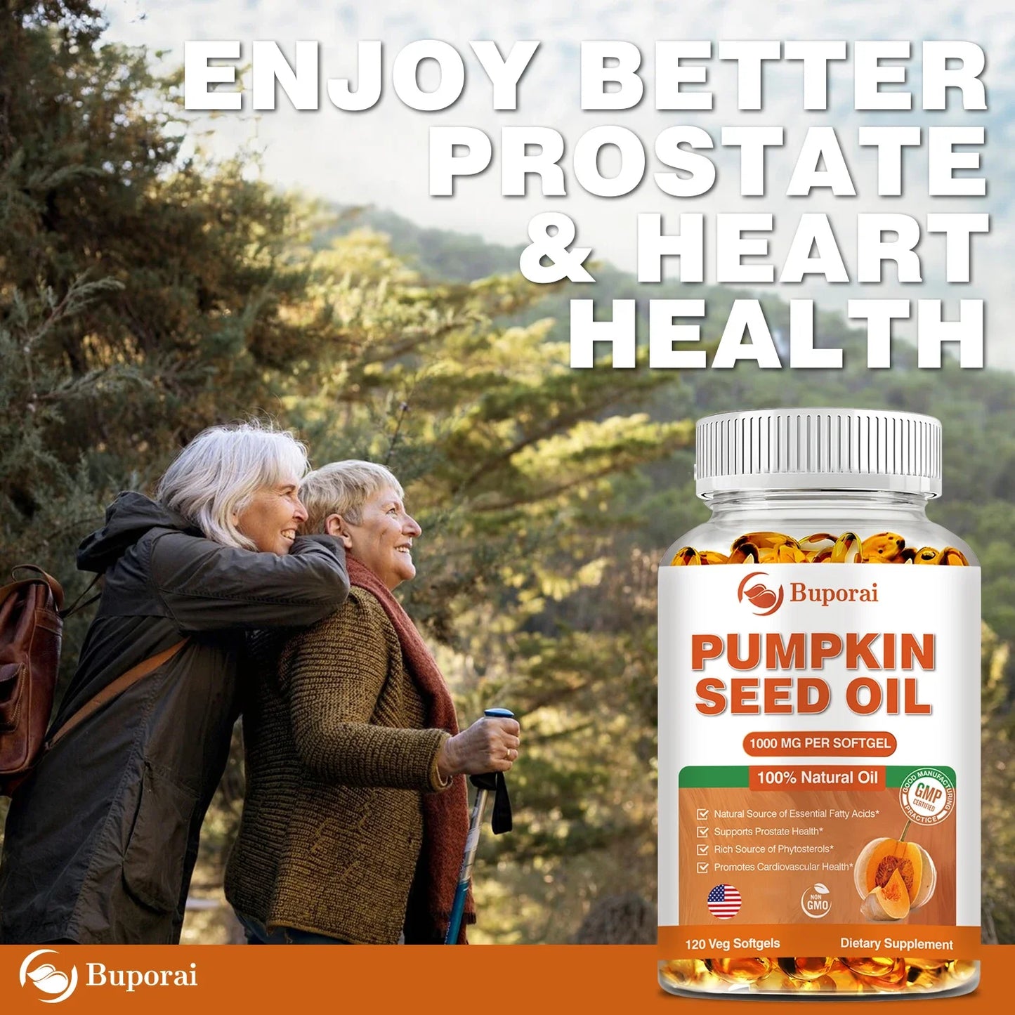 Pumpkin Seed Oil Capsules - Supports Prostate, Urinary Tract, Bladder Health, and Promotes Hair Growth