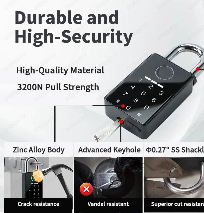 Tuya Password Bluetooth Padlock Touch Screen RFID IC Card Key Home Security Waterproof Cabinet Electronic Bag Luggage Padlock