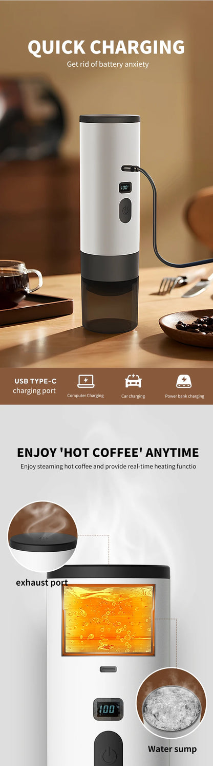 Xiaomi Youpin Coffee Machine Wireless Electric Portable Espresso Coffee Machine Camp Digital Display Capsule Powder Coffee Maker
