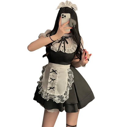 Anime Cosplay Costumes Maid Outfit Women Lolita Dress with French Apron Japanese Coffee Girl Sexy Lingerie Set Porno Bar Uniform
