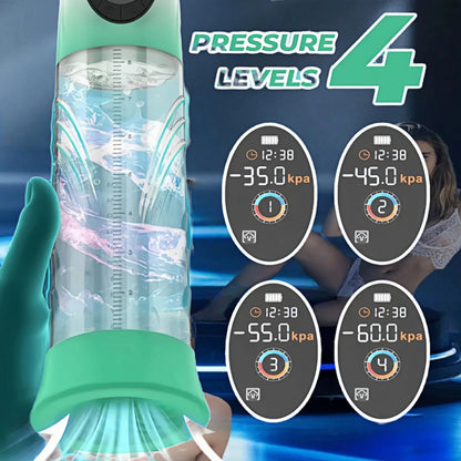 IPX7 Waterproof Electric Penis Pump for Enlargement Man Vacuum Pump Enlargement Extend Pump 4 Suction Levels 2 Silicone Sleeves