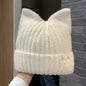 Cute Cat Ears Beanies For Women Autumn And Winter Warm Ear Protection Sweet Versatile Pullover Knitted Hats