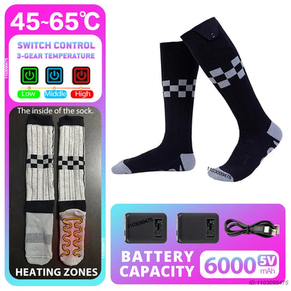 New Heated Socks for Men Women Rechargeable 6000mah Battery Electric Socks Winter Foot Warmer Outdoor Skiing Hunting Fishing