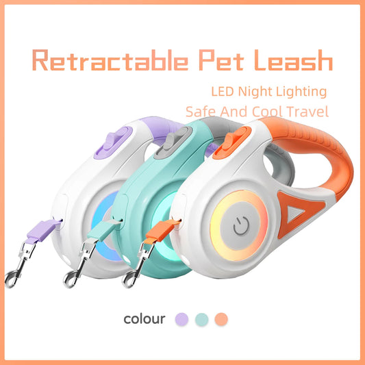 LED Light Retractable Dog Leash
