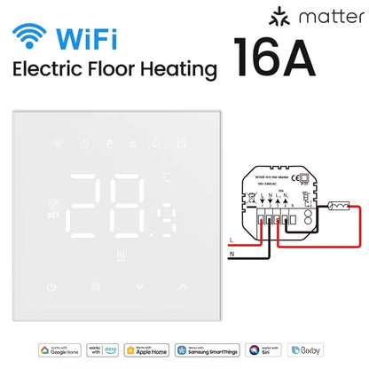AVATTO Tuya Matter Smart Thermostat WiFi WaterGas Electric Floor Heating Temperature Controller For Alexa Google Apple Smartthin