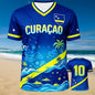 2026 Curacao Tribal Print Football Shirt Jersey Men Breathable Sport T-shirt National Team Inspired Casual Soccer Tops for Fans