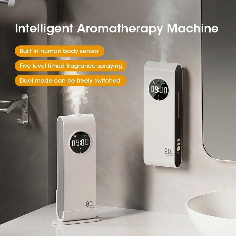 Automatic Sensor Aromatherapy Machine Wall-Mounted Fragrance Usb Rechargeable Deodorant Home Fragrance With Clock FunctionUltrasonic DiffusersGoWisse.com