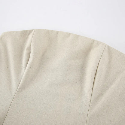 Minimalist Cotton Linen Design Strapless Dress Summer Women's Personal Street Elastic Backless Pocket Vacation Beach Dress