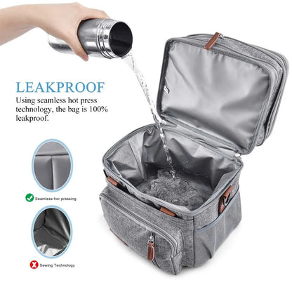 Fashion Double Layer Insulation Bento Lunch Bag Portable Large Capacity Picnic Cooler Ice Pack Waterproof Food Thermal Lunch Box
