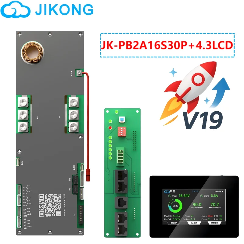 JIKONG Inverter BMS V19 200A 300A Active Balance 1A 2A LiFePo4 Li-Ion LTO Battery 8S 16S 24V 48V JKBMS V19 Home Energy Storage