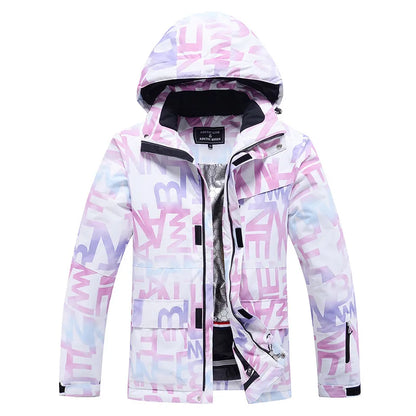 New Fashion Letter Women Ski Suit Winter Windproof Waterproof Snowboarding Jacket and Pants Snow Walking Clothes Female Snowsuit