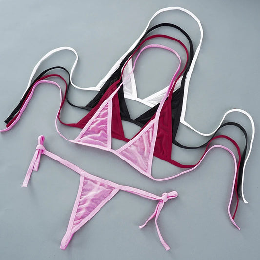 2PCS Women Sexy Lingerie Sets Ultra-thin Mesh Wirefree Bra Set Lingerie Ultra Hot Women's Transparent Exotic Underwear Sets