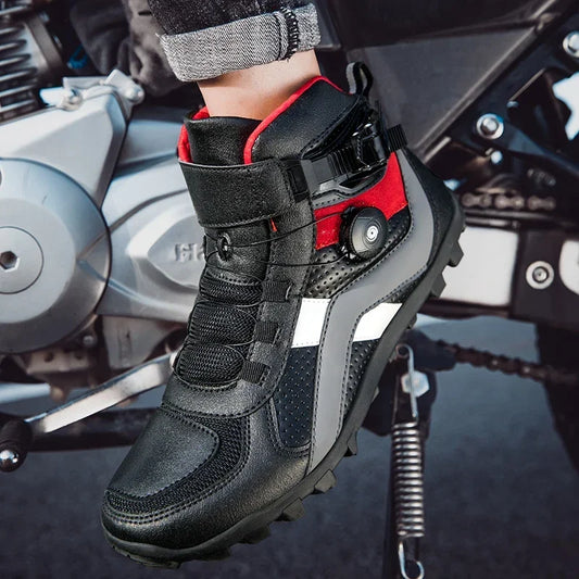 Men's motorcycle motocross mid shoes non-slip wear-resisting motos motorcyclist Enduro boots Moto touring riding for all season