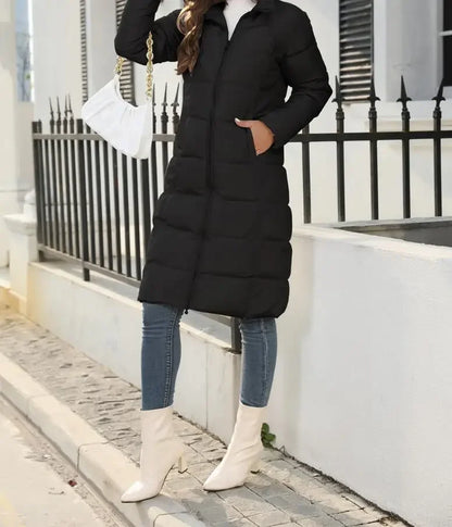 New Hooded Down Coats Women Medium Long Slim Fit Down Parkas Winter Warm Solid Casual Zipper Coat Stylish Outwear Autumn Jackets