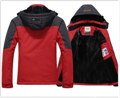 Winter Men's Parka Outdoor Lining Fleece-lined Thickened Windproof Warm Mountaineering Hooded Jacket Cold-resistant Ski Suit 6XL