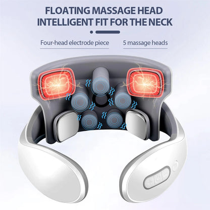 Smart Back Neck Massager TENS Pulse Shoulder Neck Massage Cervical Heating Relieve Pain Muscle Health Care