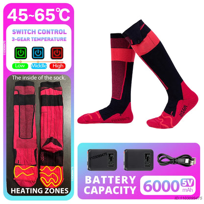 New Heated Socks for Men Women Rechargeable 6000mah Battery Electric Socks Winter Foot Warmer Outdoor Skiing Hunting Fishing