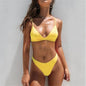 Summer Solid Beach Swimsuit Swimsuits for Women Sexy Halter Swimwear Swimsuit Thong Female Bikini Sets Orange Pink Yellow