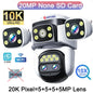 10K WiFi Cam 20MP Wireless Outdoor 10X Zoom Three Screen Four Lens 720° PTZ Automatic Tracking Waterproof Security Camera CCTV