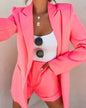 2025 Elegant Two Piece Blazer Suit Sets Women OL Office Sets Slim Cardigan Blazer Shorts Solid 2 Piece Set Casual Blazers Set