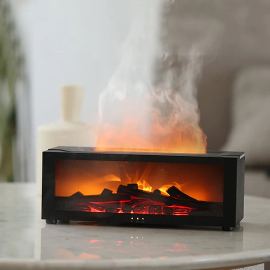 Creative Fireplace Aroma Diffuser Essential Oil Air Humidifier Difusor Remote Control Desktop Decoration for Home Holiday Gift