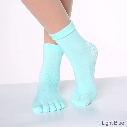 Women Colorful Yoga Socks Non-Slip Ladies Dance Socks Cotton Healthy Sports Five-toed Socks