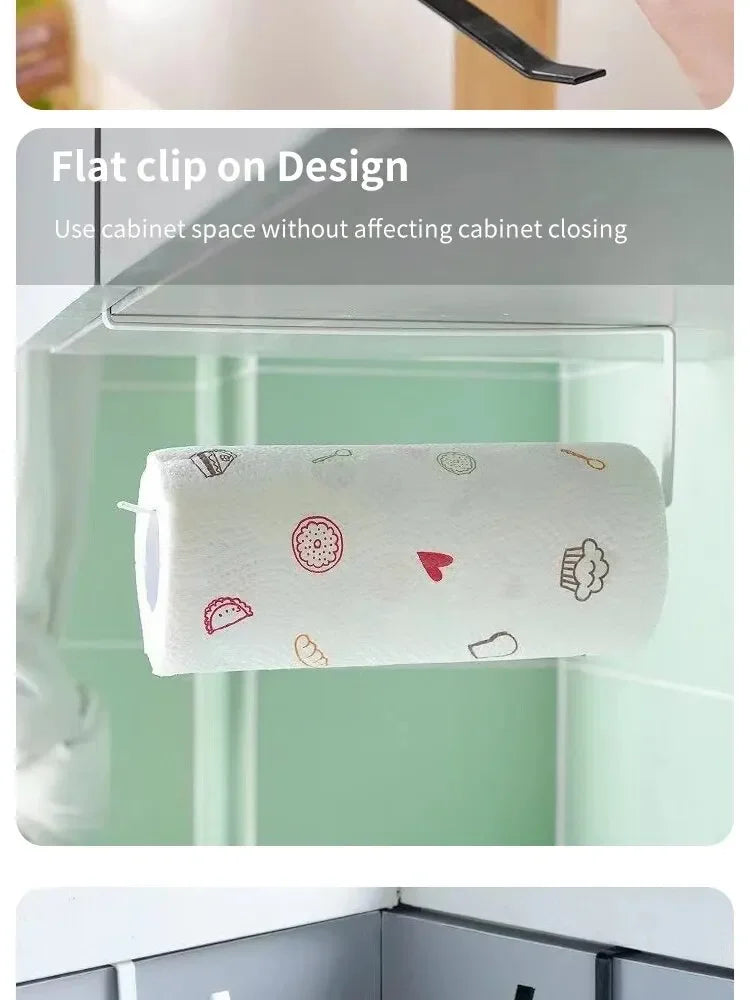 Paper Roll Holder Towel Rack Cling Film Storage Rack Bathroom No Punching Storage Rack Hanging Shelf Kitchen Tissue Accessories