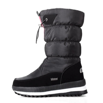 Winter thick women's snow boots Warm Plush Mid-calf Boots Non slip Waterproof  Platform Snow Boot Casual Female White shoes
