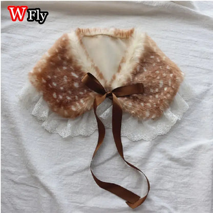 Subculture Y2K GIRL Spicy Girls Handmade Gothic Lolita Harajuku hairy Cute Deer Christmas decoration performance costume set