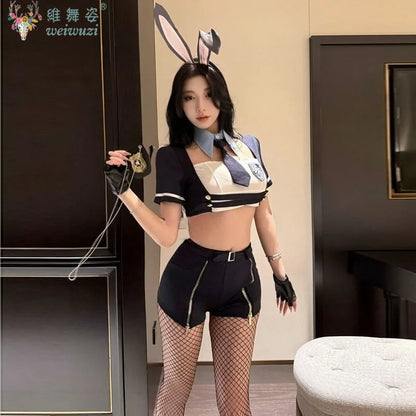 New Sexy Rabbit Search Officer Adult Women Cosplay Costume PoliceWomen Uniform Bunny Girl Stage Perfermance Fancy Suit NightClub
