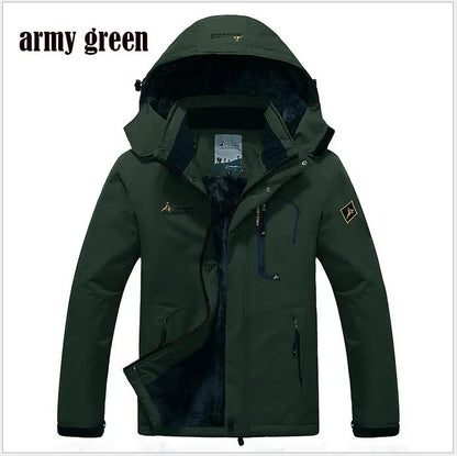 Winter Men's Parka Outdoor Lining Fleece-lined Thickened Windproof Warm Mountaineering Hooded Jacket Cold-resistant Ski Suit 6XL
